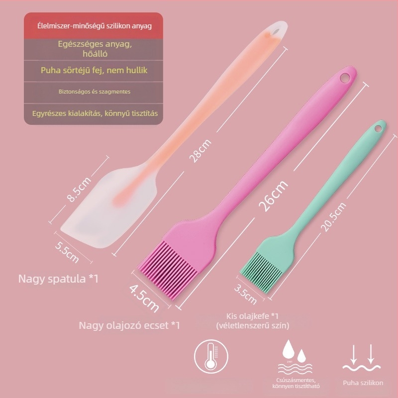 Silikon olajecset palacsintákhoz, barbecue-hoz és sütéshez, magas hőmérsékletre ellenálló, nem hullik ki a szálak, élelmiszerbiztonságú szilikon (Magas hőmérséklet; Nem hullik ki a szálak; Élelmiszerbiztonságú szilikon)