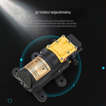 YL-4035 diafragma-szivattyú intelligens nyomáskapcsolóval növényvédelmi célokra, 12V magasnyomású permetező pumpa burkolat nélkül, 3200 rpm, méretek 152×55×51 mm, tömeg 0,59 kg