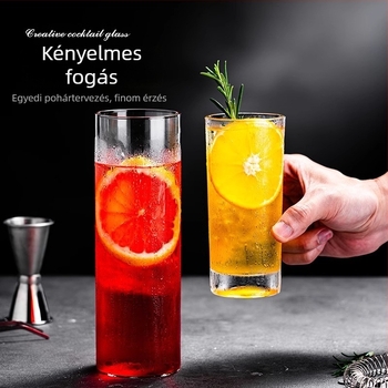 Borospohár - kézzel fújt üveg, modern, minimalistikus stílus, fogantyú nélkül, egyrétegű felépítés, hőálló, logóval ellátott