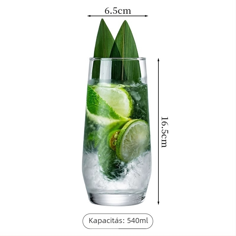 Borospohár - kézzel fújt üveg, modern, minimalistikus stílus, fogantyú nélkül, egyrétegű felépítés, hőálló, logóval ellátott
