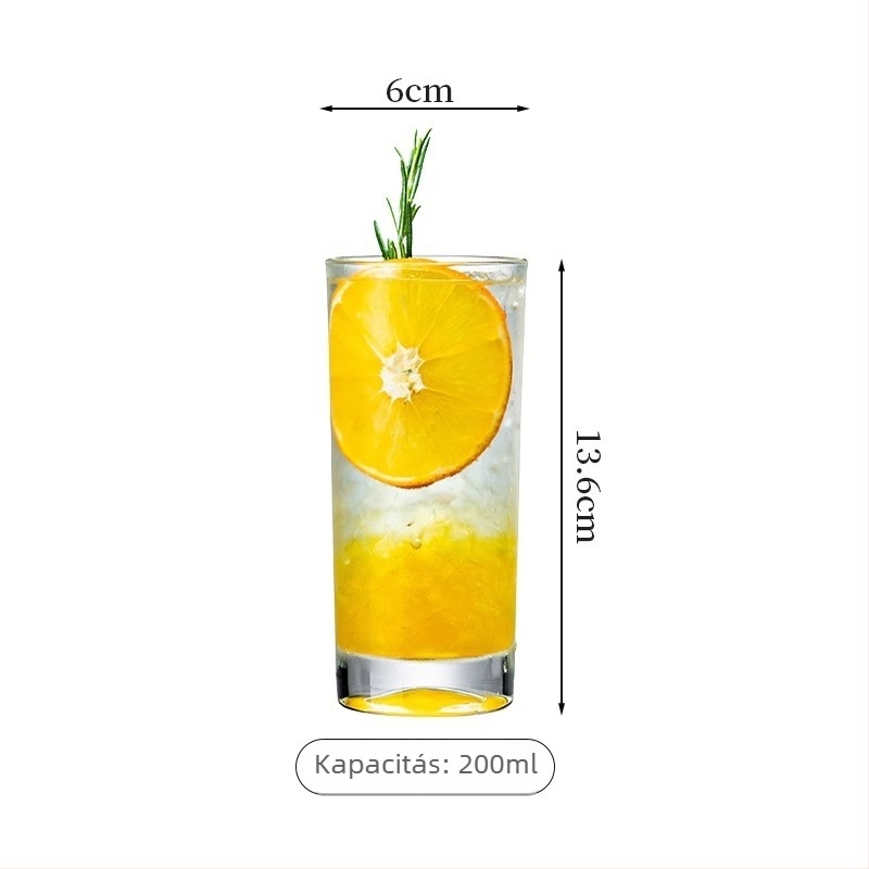 Borospohár - kézzel fújt üveg, modern, minimalistikus stílus, fogantyú nélkül, egyrétegű felépítés, hőálló, logóval ellátott