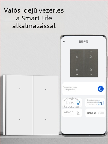 HiLink intelligens kapcsolópanel, négycsatornás, PC magas hőmérsékletű és égésgátló panel, vezeték nélküli távirányító és otthoni hangvezérlés