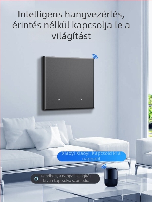 HiLink intelligens kapcsolópanel, négycsatornás, PC magas hőmérsékletű és égésgátló panel, vezeték nélküli távirányító és otthoni hangvezérlés