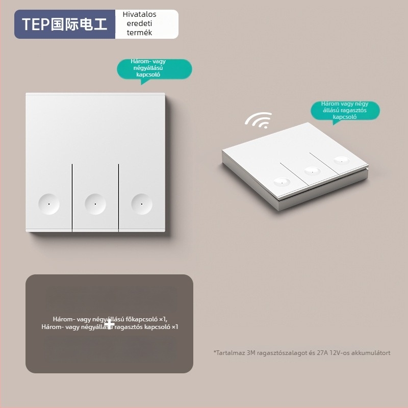 Vezeték nélküli távirányítós kapcsoló háztartási használatra — Márka Tep; Típus: vezeték nélküli távirányítós kapcsoló; Alkalmazás: háztartás; Kapcsoló típus: távirányító