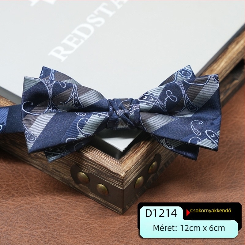 Férfi csokornyakkendő, koreai stílus, nyíl formájú, geometriai minta, jacquard szövés