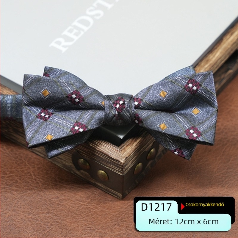 Férfi csokornyakkendő, koreai stílus, nyíl formájú, geometriai minta, jacquard szövés