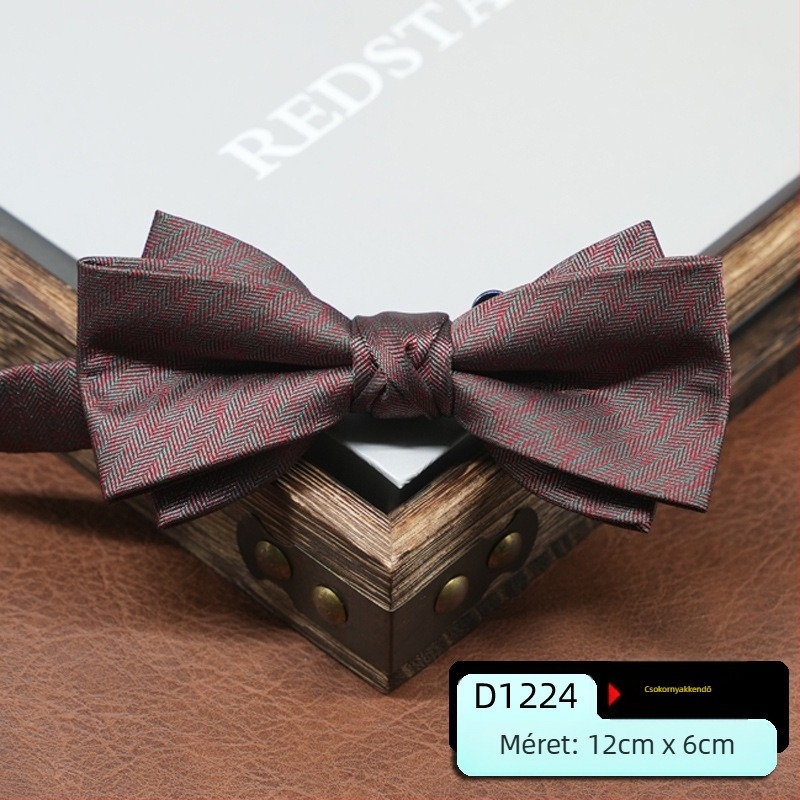 Férfi csokornyakkendő, koreai stílus, nyíl formájú, geometriai minta, jacquard szövés