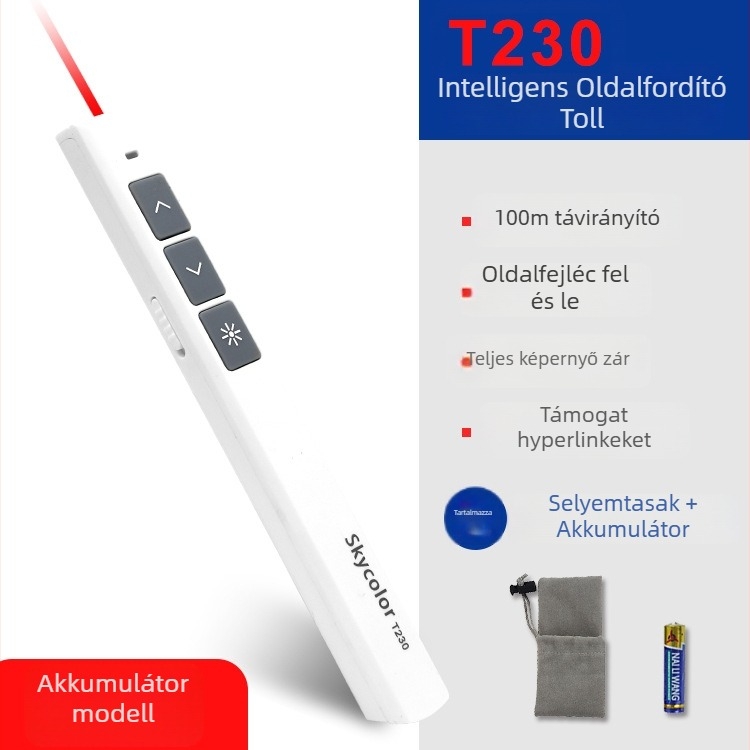 Skycolor Bluetooth oldalsó lapozó toll PPT projekcióhoz és elektronikus fehér táblához – ABS anyag, tanároknak
