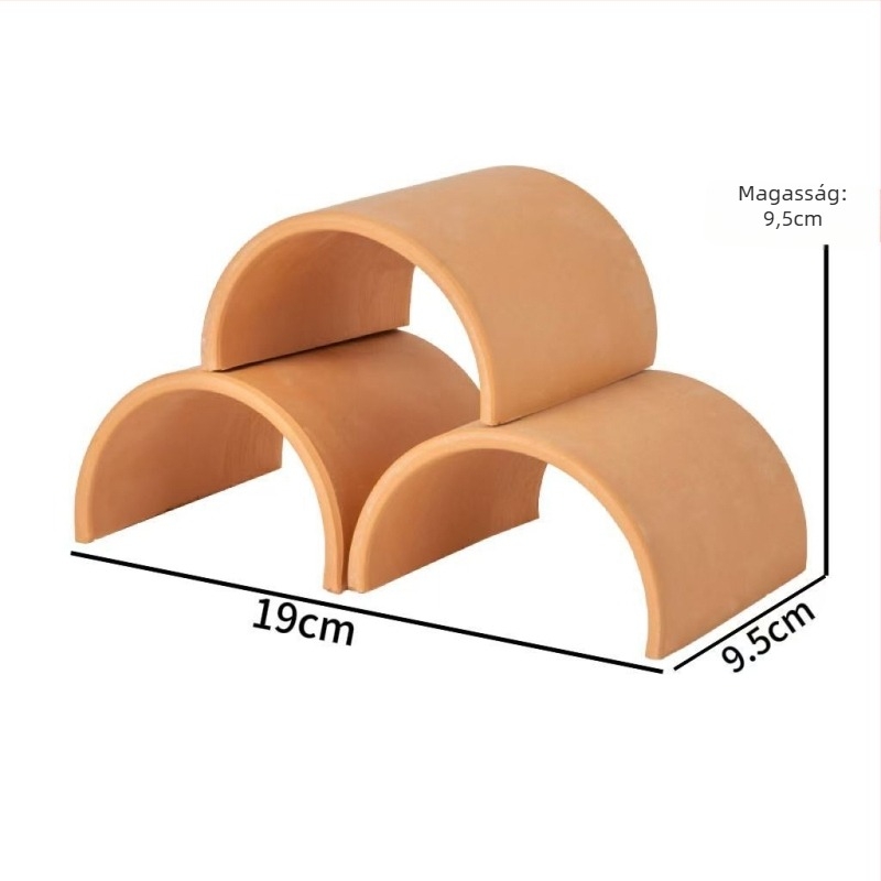 Teknősház dekoráció: dupla bejáratú menedék, természetes csempe terasz, hatszögletű barlang és mászó konstrukció akváriumhoz