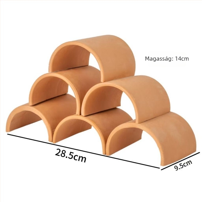 Teknősház dekoráció: dupla bejáratú menedék, természetes csempe terasz, hatszögletű barlang és mászó konstrukció akváriumhoz