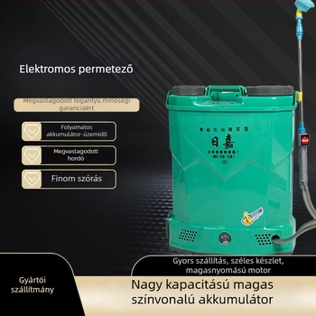 Elektromos hátizsákos permetező növényvédelemre, lítium-akkumulátorral (Rijia; lítium akkumulátor; mezőgazdaság)