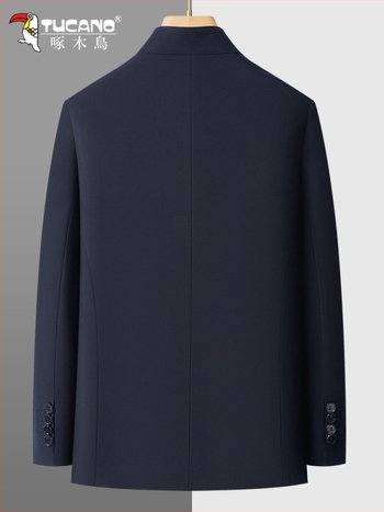 Férfi Zhongshan-stílusú mandarin galléros kabát, pamut anyag, egyenes szabás, közepes vastagság, mindennapi viselet, 2025 ősz kiadás