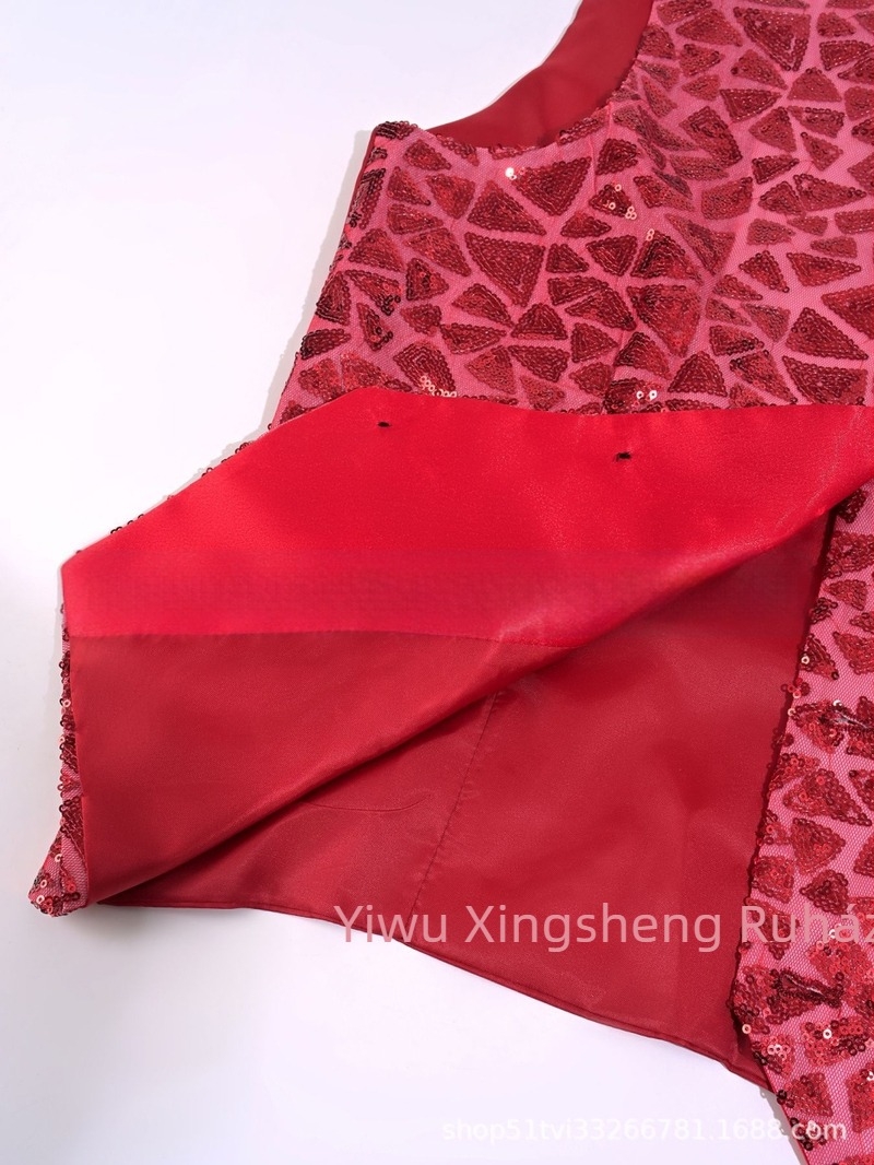 Férfi sequin öltönyv-vest, V-kivágás, egyréses gombolás, poliészter, négy évszak, retró casual