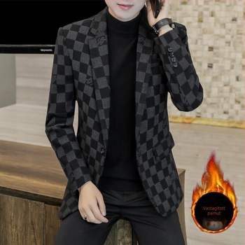 Kifinomult férfi őszi-téli slim-fit zakó koreai stílusban, casual, egysoros