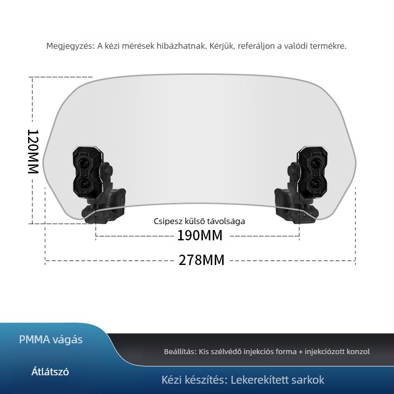Jin qilong motorkerékpár felmagasított kis szélvédő – szélálló, univerzális illeszkedés Honda, BMW, Kawasaki, Yamaha, X modell
