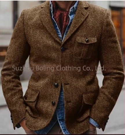 Férfi öltönyzakó, karcsú szabás, négygombos plackettel, négy évszakos viselet, nylon-alapú anyag