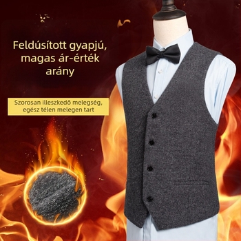 Férfiaknak gyapjú öltöny mellény, V-nyak, 57,5% gyapjú, egyenes szabás, téli viselet