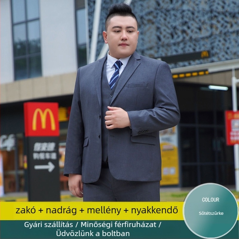 Pluszméretű férfi öltöny – formális üzleti viselet esküvőre