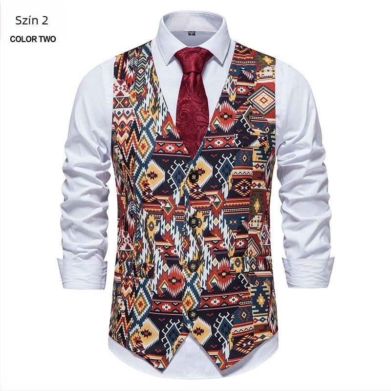 Pamut töltésű mellény, szűk szabású, egysoros gombolás, rombusz mintázat, poliészter 95%