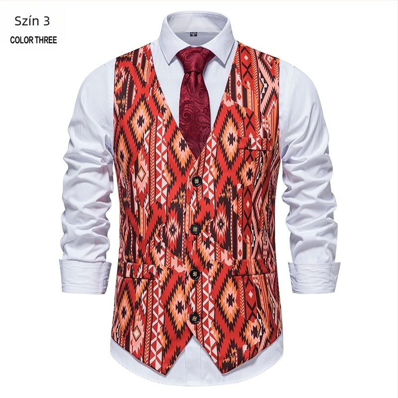 Pamut töltésű mellény, szűk szabású, egysoros gombolás, rombusz mintázat, poliészter 95%