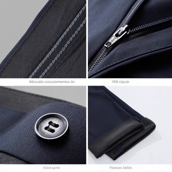 Férfi nadrág, üzleti elegáns stílus, egyenes szabás, téli évszak, mesterszálas kevert anyag, 72% poliészter