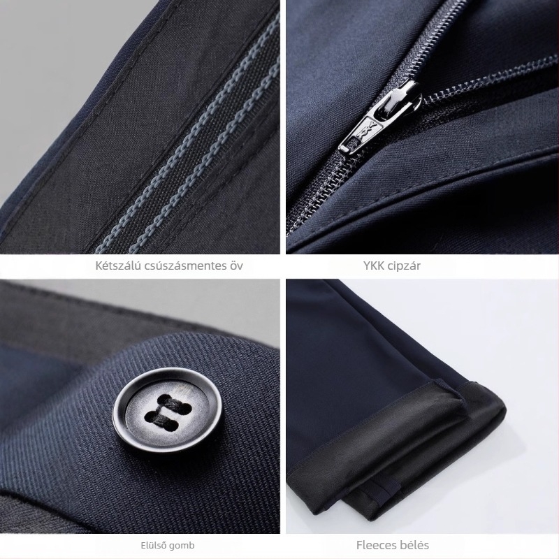 Férfi nadrág, üzleti elegáns stílus, egyenes szabás, téli évszak, mesterszálas kevert anyag, 72% poliészter