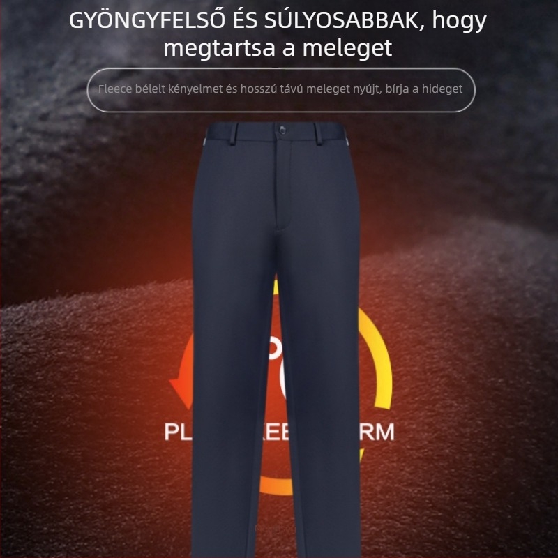 Férfi nadrág, üzleti elegáns stílus, egyenes szabás, téli évszak, mesterszálas kevert anyag, 72% poliészter