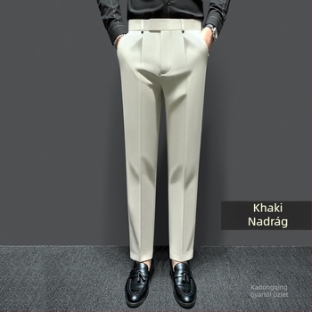 Férfiaknak szóló egyenes szabású nadrág, üzleti formális stílus, akril anyag, mindennapi viselet