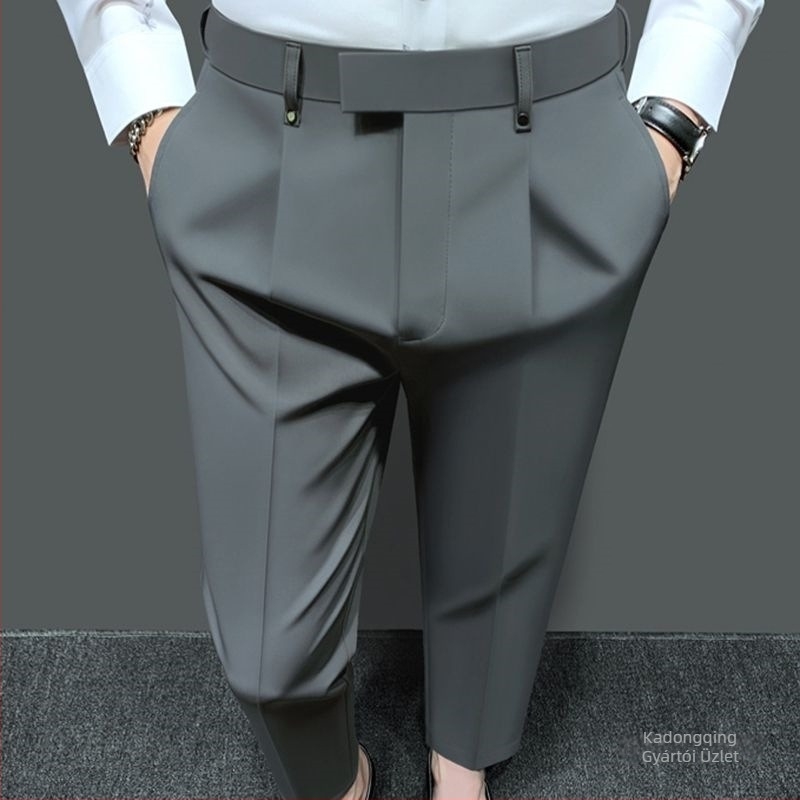 Férfiaknak szóló egyenes szabású nadrág, üzleti formális stílus, akril anyag, mindennapi viselet