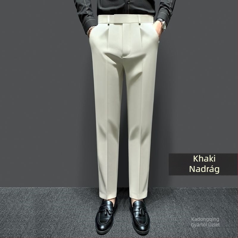 Férfiaknak szóló egyenes szabású nadrág, üzleti formális stílus, akril anyag, mindennapi viselet