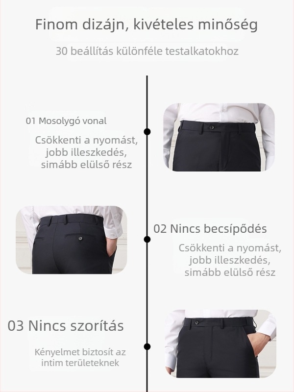Férfi gyapjú öltönynadrág – egyenes szabású, elegáns üzleti nadrág