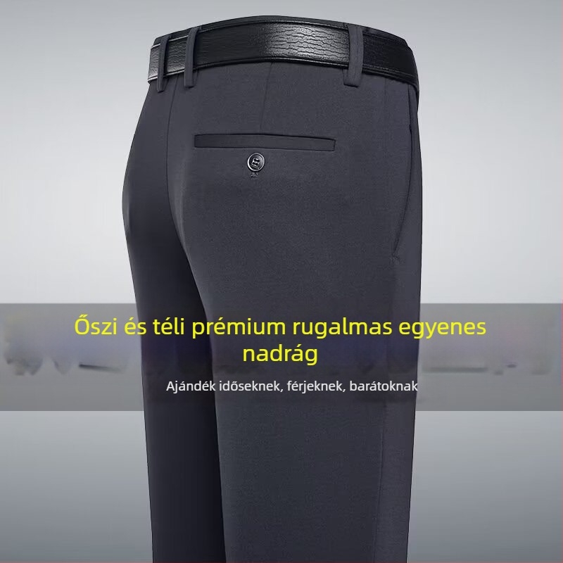 Férfi nadrág, üzletember stílus, laza szabású, 80% pamut, négy évszakos viselet