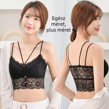 Csipkés mellrész felső 3/4-es kosárral, gyönyörű hátsó rész, francia stílus, lélegző nylonsipke, nyom nélkül, kényelmes