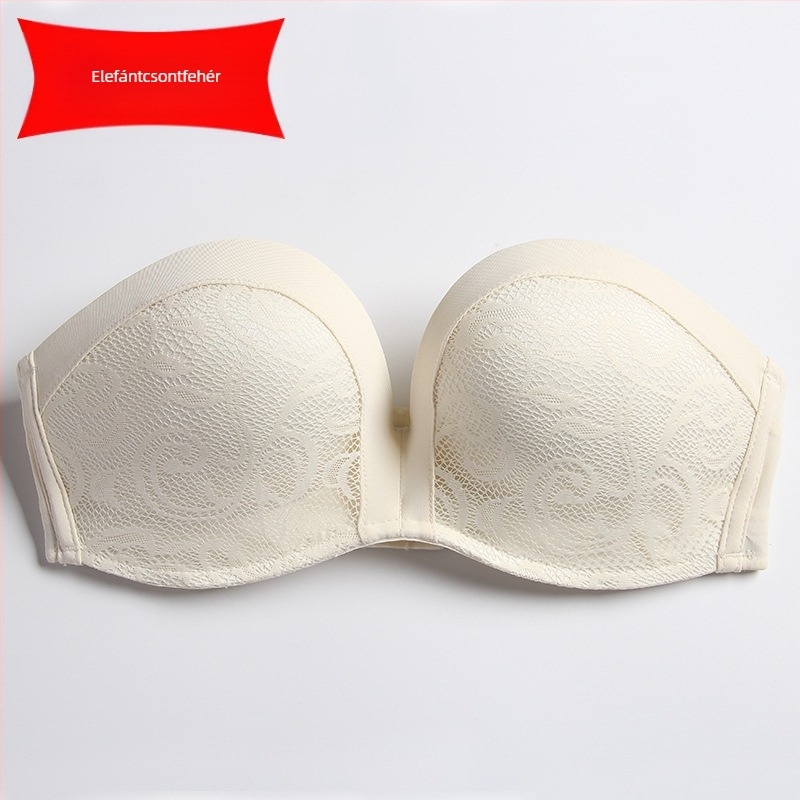 Váll nélküli melltartó spandex anyagból, kosár típus 1/2, közepesen formázott kosár, hátoldali három soros záródás
