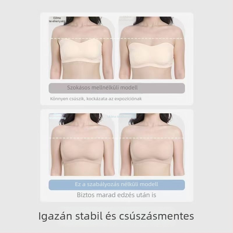 Nylon váll nélküli felső wrap chest dizájn — vékony kosárkák, 3/4 kosár, mellkas hosszúság