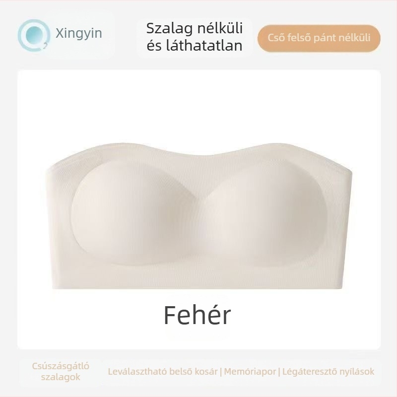 Nylon váll nélküli felső wrap chest dizájn — vékony kosárkák, 3/4 kosár, mellkas hosszúság