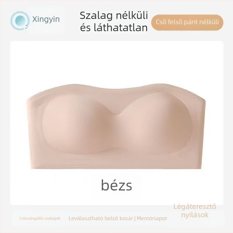 Nylon váll nélküli felső wrap chest dizájn — vékony kosárkák, 3/4 kosár, mellkas hosszúság