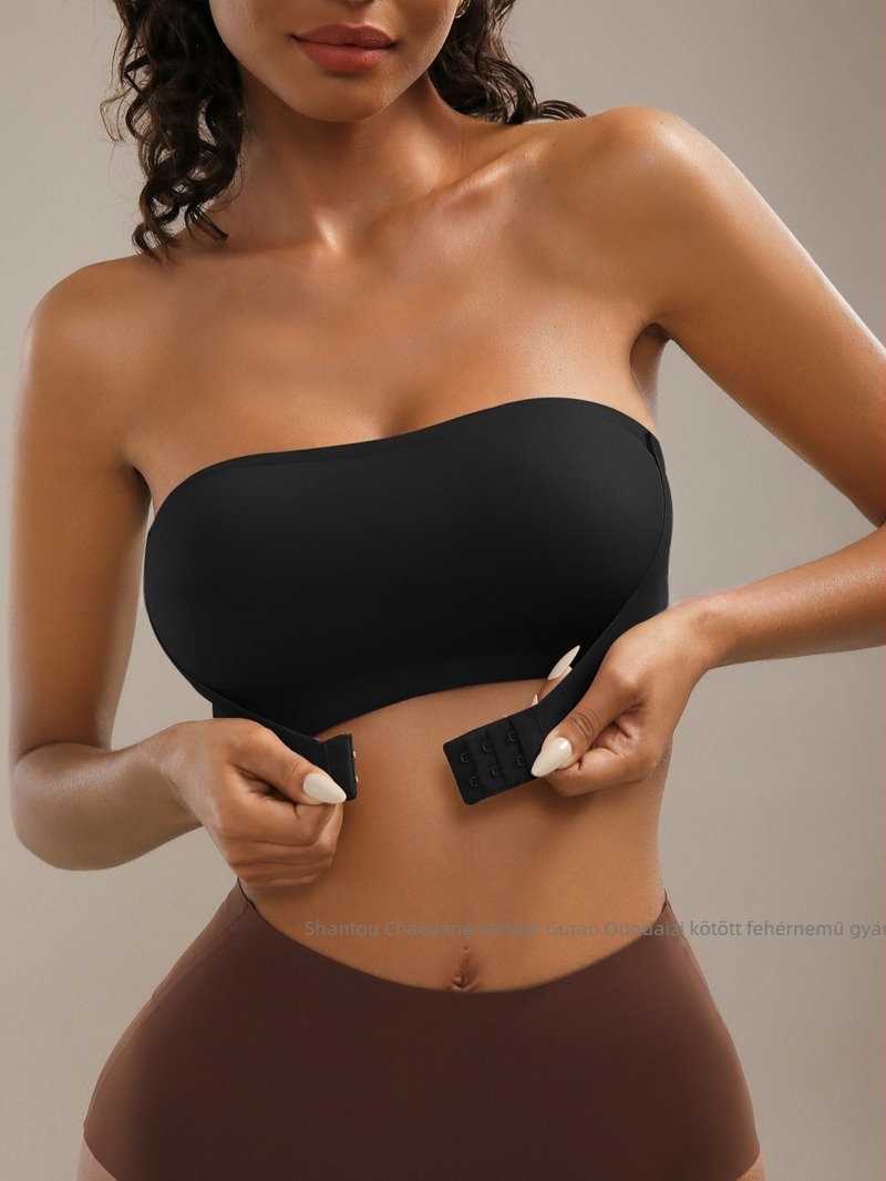 Váll nélküli csőtop előről záródó, 3/4-es kosár, ultra vékony formázott kosarak, nylonanyag, push-up