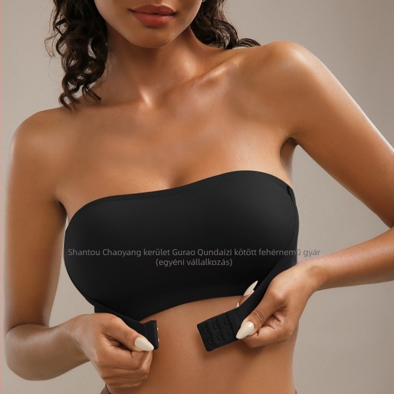 Váll nélküli csőtop előről záródó, 3/4-es kosár, ultra vékony formázott kosarak, nylonanyag, push-up