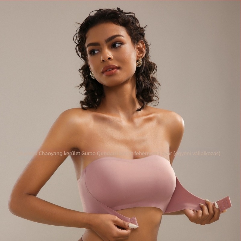 Váll nélküli csőtop előről záródó, 3/4-es kosár, ultra vékony formázott kosarak, nylonanyag, push-up