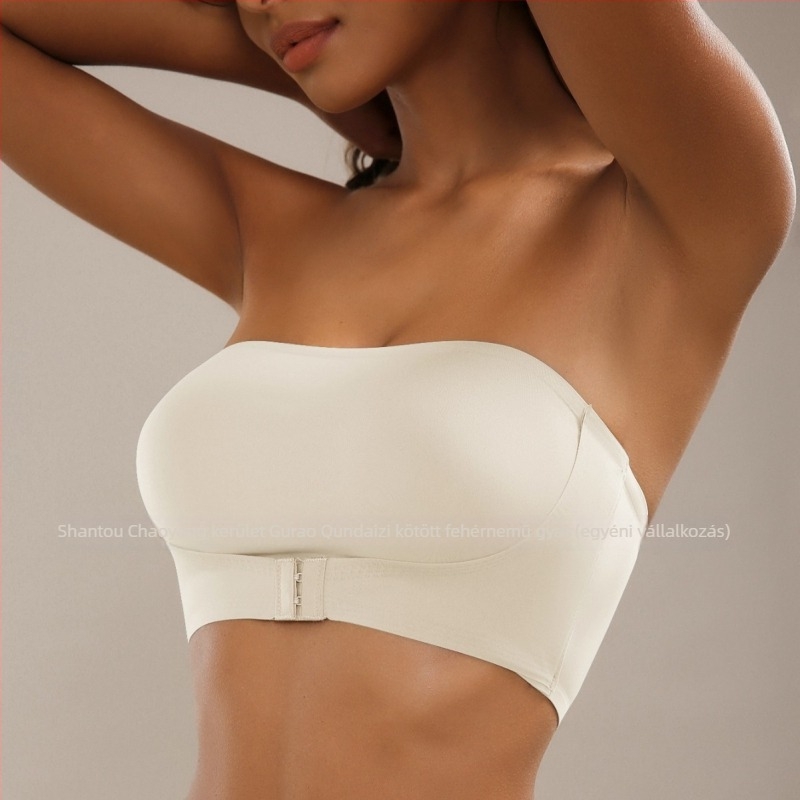 Váll nélküli csőtop előről záródó, 3/4-es kosár, ultra vékony formázott kosarak, nylonanyag, push-up