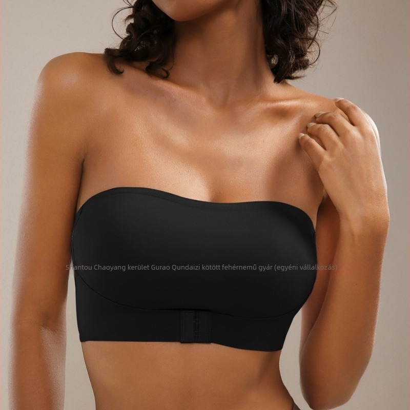 Váll nélküli csőtop előről záródó, 3/4-es kosár, ultra vékony formázott kosarak, nylonanyag, push-up