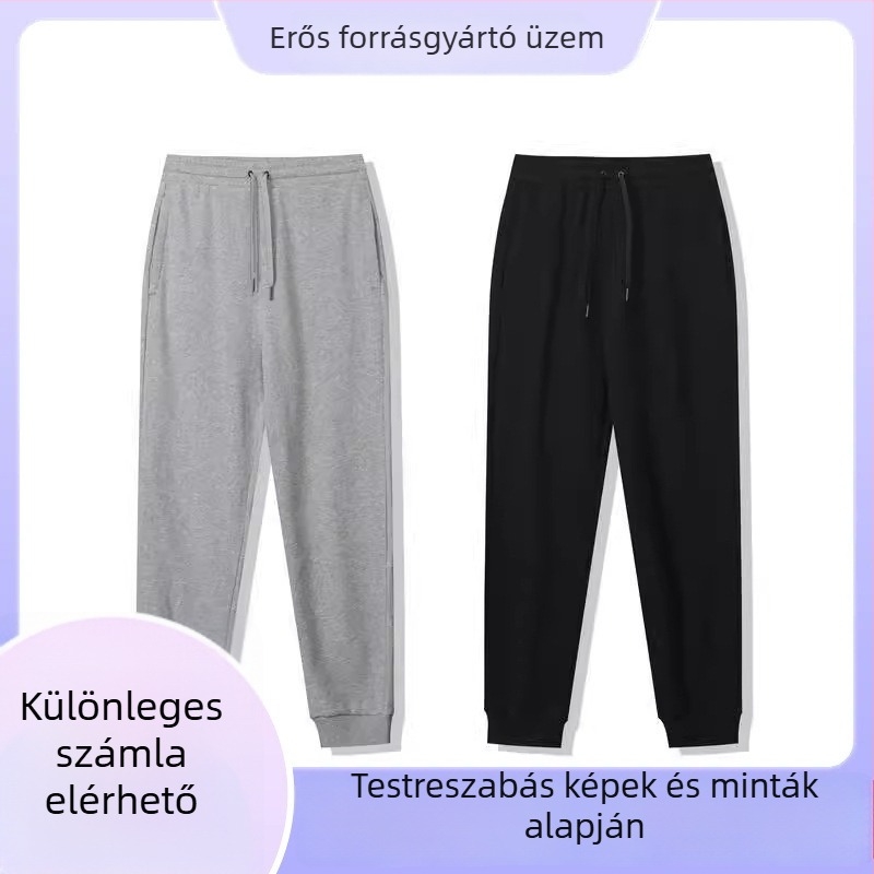 Pamut terry jogger nadrág 280G, lazán szabott, középmagas derék, húzózsinóros zárás, 85% pamut 15% poliészter