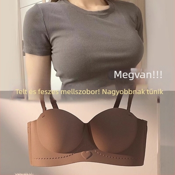 Sima varrás nélküli melltartó kis keblekhez, 1/2 kosár, vast formázott kosár, oldalsó összegzés, csúszásmentes, vezeték nélküli