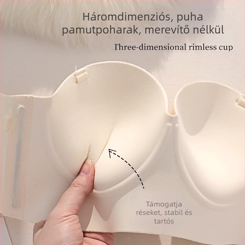 Sima varrás nélküli melltartó kis keblekhez, 1/2 kosár, vast formázott kosár, oldalsó összegzés, csúszásmentes, vezeték nélküli