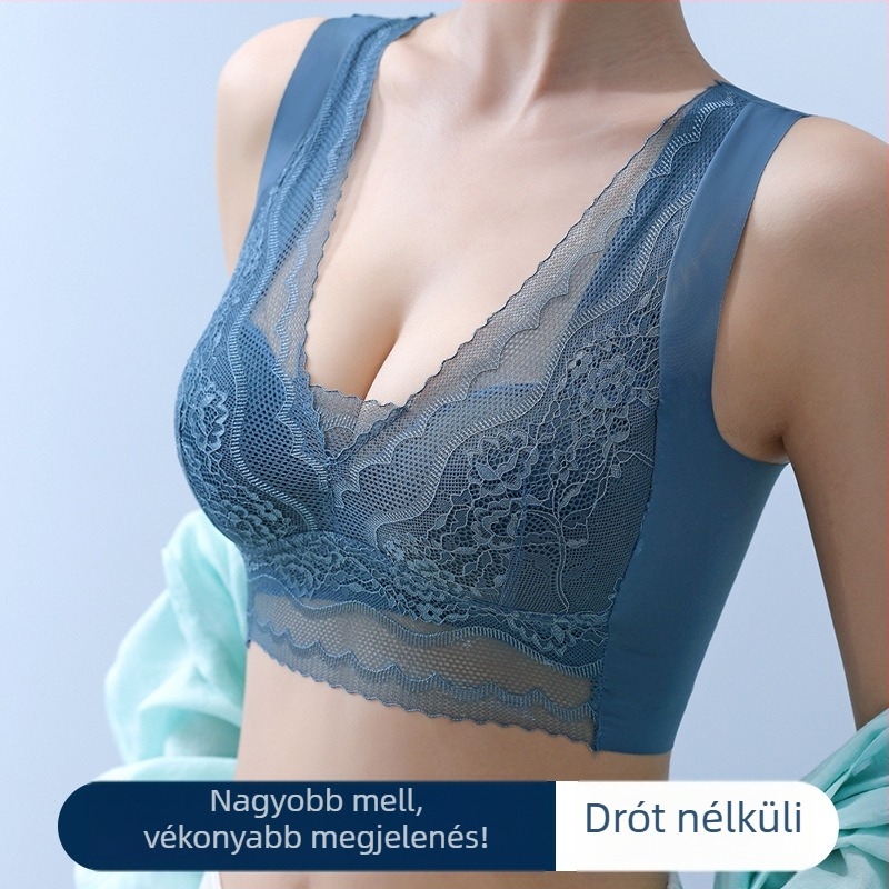V-nyakú csipkés, varrat nélküli hátú bralette nőknek, vállpánt nélküli, alvó melltartó, könnyű