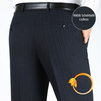 Perky Kangaroo férfiaknak készített csíkos gyapjúkeverék nadrág, üzleti öltözet, egyenes szár, őszi-téli, vasalást nem igénylő