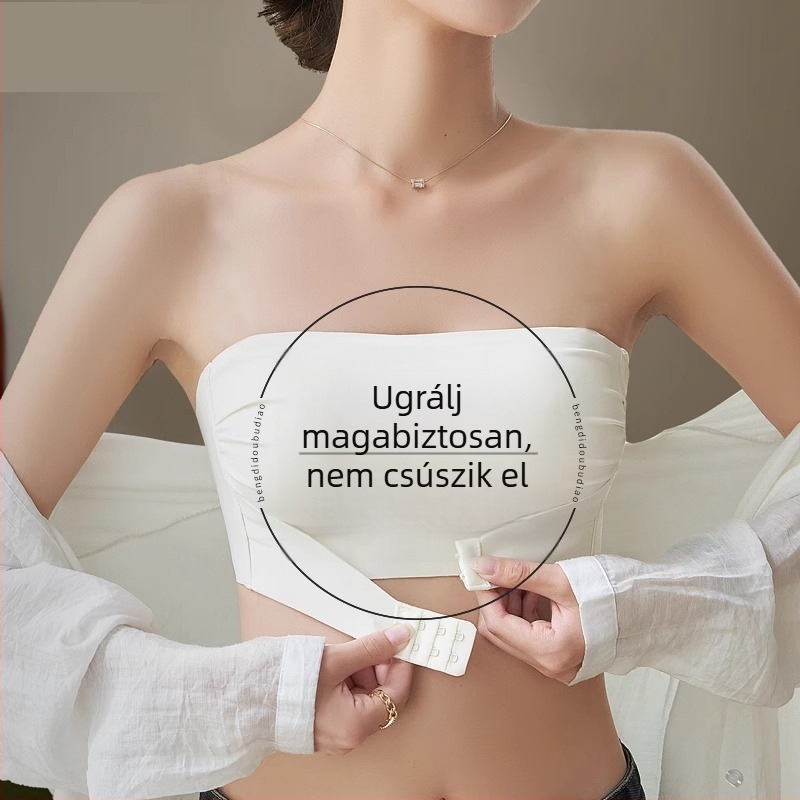 Váll nélküli női melltartó gyűjtő hatással és kényelemmel — anyag nylon, 3/4 kosár, vékony formázott kosár, levehető dupla vállpántok, elöl záródó
