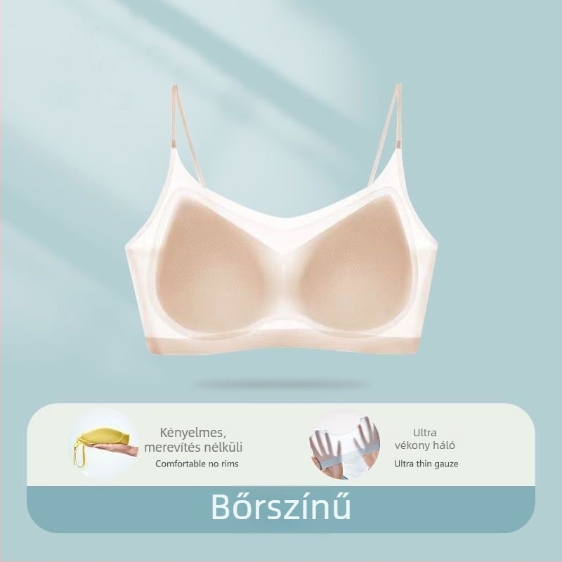 Ultra vékony, lélegző jég-selyem pánt nélküli melltartó, sima hátsó rész, kis méretű melltartó