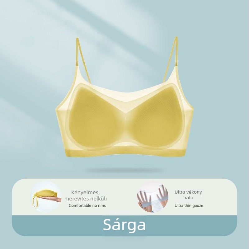 Ultra vékony, lélegző jég-selyem pánt nélküli melltartó, sima hátsó rész, kis méretű melltartó